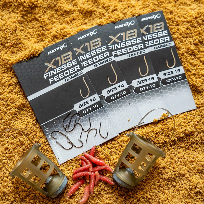 Matrix X1B Finesse Feeder Barbed Spade End Hooks
